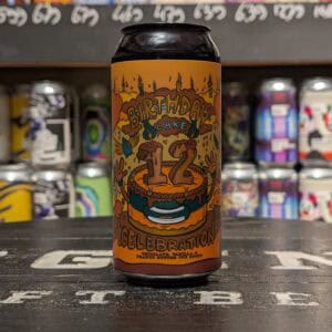 Craft bierblik met verjaardagsontwerp en 12 jaar jubileumtekst.