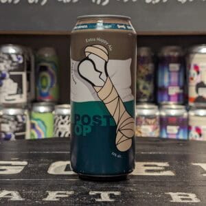 Posty Pop blik met alcoholische drank, trendy design en frisse smaak.