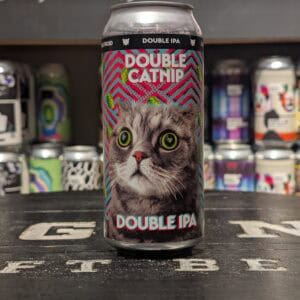 Can van Double Catnip Double IPA met kattenkop ontwerp.