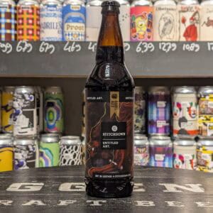 Craft bier van Stitchdown, ongefilterd en vol smaak, in een donkere fles.