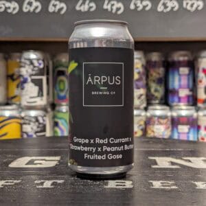 Árpús Brewing fruitige drank met druif, rode bes, aardbei en pindakaas, in blik.