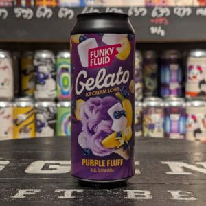 Funky Fluid Gelato Purple Fluff ijs in blik, kleurrijk en smakelijk.